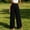 Black, variant on Women Ruffle Paperbag Waist Patch Pocket Linen Wide Leg Floor Length Pants Loose Casual Vacation Trousers Pink S