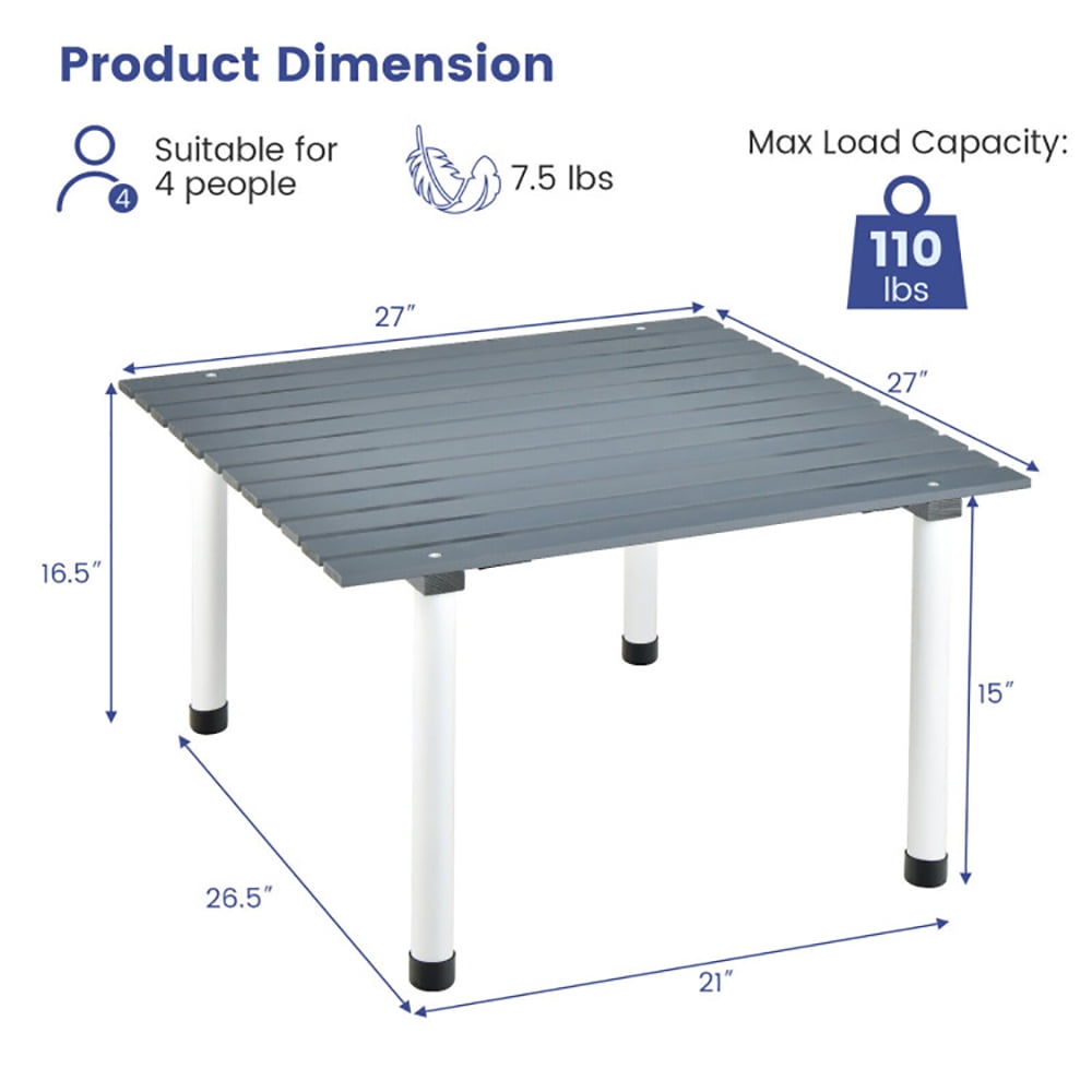 Aimee Lii Folding Outdoor Camping Table with Carrying Bag for Picnics and Party, Camp Tables PorTable Foldable, Gray