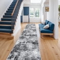 thumbnail image 2 of YOUFORTONG 3'x14' Washable Abstract Runner Rug,Soft Low Pile Indoor Carpet,Non Slip Backing,Stain Resistant Distressed Floor Mat for Living Room Bedroom Kitchen Hallway,Black, 2 of 7