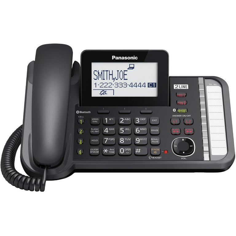 Panasonic Link2Cell KX-TG9581B DECT 6.0 Cordless Phone - Black - 2 x Phone  Line - Answering Machine