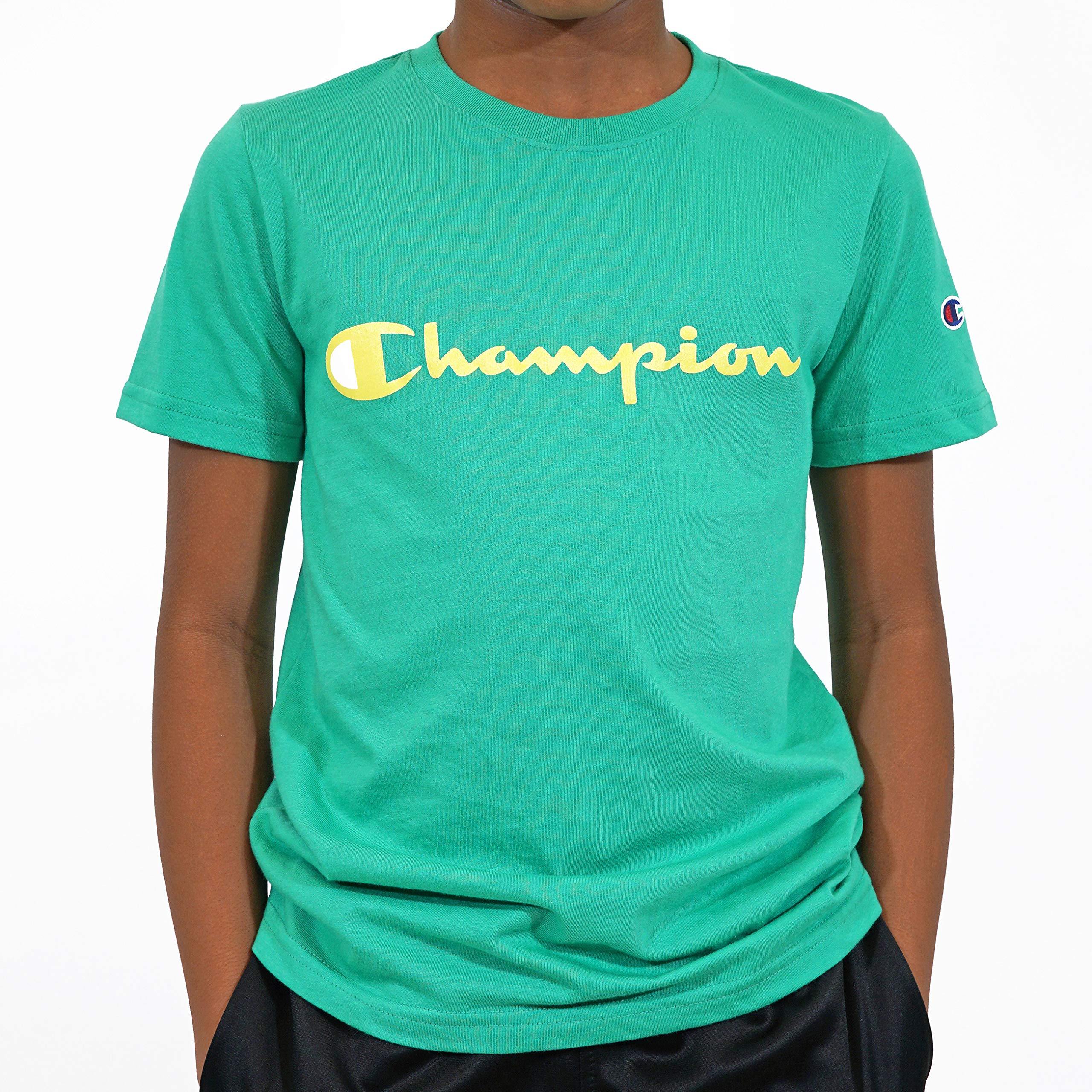 Champion Heritage Short Sleeve Cotton Logo Boys Active Shirts & Tees Size S, Color: Heritage White - image 3 of 7