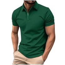 Tungbrin Mens Golf Shirts Big and Talls Summer Comfy Stretch Short Sleeve Collared Tops Quarter Zipper Pullover Shirt