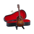 thumbnail image 1 of Guitarra de imitación en miniatura para escritorio, instrumento musical clásico, mini guitarra de madera, decoración artesanal, regalo de graduación, modelo con caja de almacenamiento y estante., 1 of 7