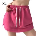 thumbnail image 2 of pitrice Jupe-Short pour Femme Robe Unie Décontractée à Cordon Mini Ligne A Mode Taille Haute Été Style Coréen pour le Sport Rose Rouge TG, 2 of 7