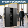 thumbnail image 2 of 71" H Metal Storage Cabinet w/ Lock, 4 Adjustable Shelves - Garage, Office, Home, Warehouse Tool Organizer, Black, 2 of 9