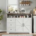 thumbnail image 6 of Veanerwood 2-Doors 3-Drawers Farmhouse Sideboard,Buffet Cabinet with Adjustable Shelves and Charging Station, White, 6 of 11