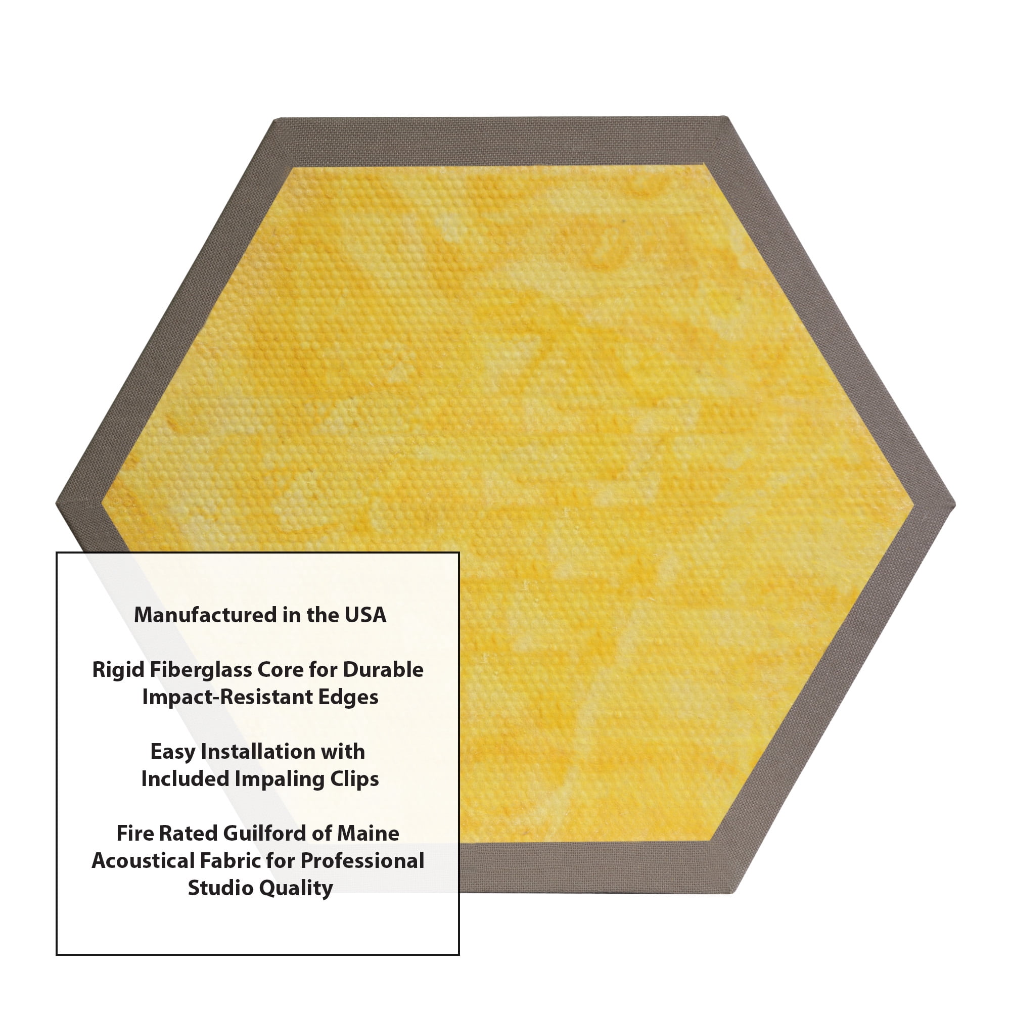 ATS Acoustics Hexagon Acoustic Panel Fire Rated 24" x 2" Sound Absorbing Professional Studio Quality Wall Tile (Latte)
