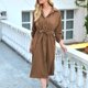 thumbnail image 1 of Vestido camisero para mujer, cuello vuelto, manga larga, botón, cordón, cintura, casual, primavera, Abanopi Vestido Midi, 1 of 7