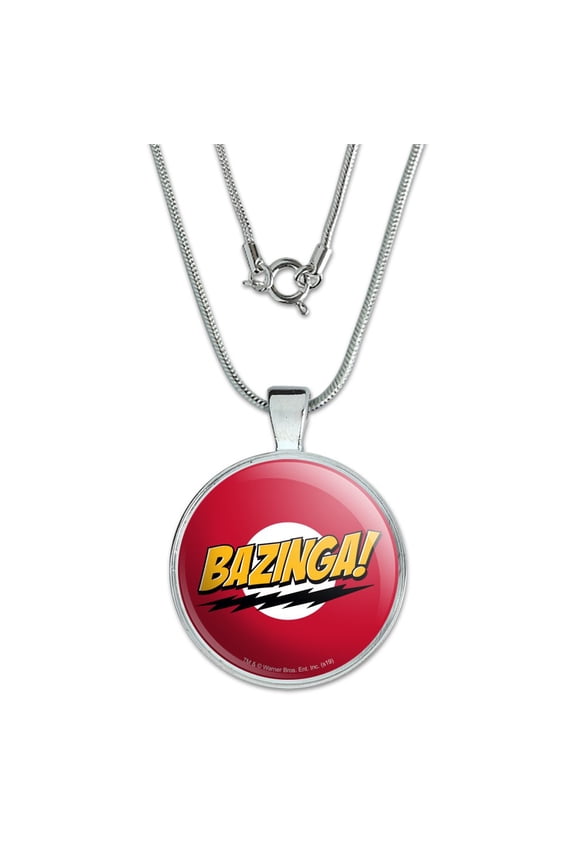 The Big Bang Theory Sheldon Bazinga 1" Pendant with Sterling Silver Plated Chain