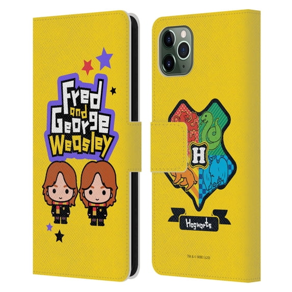 Head Case Designs Officially Licensed Harry Potter Deathly Hallows XXVIII Fred & George Weasley Leather Book Wallet Case Cover Compatible with Apple iPhone 11 Pro Max