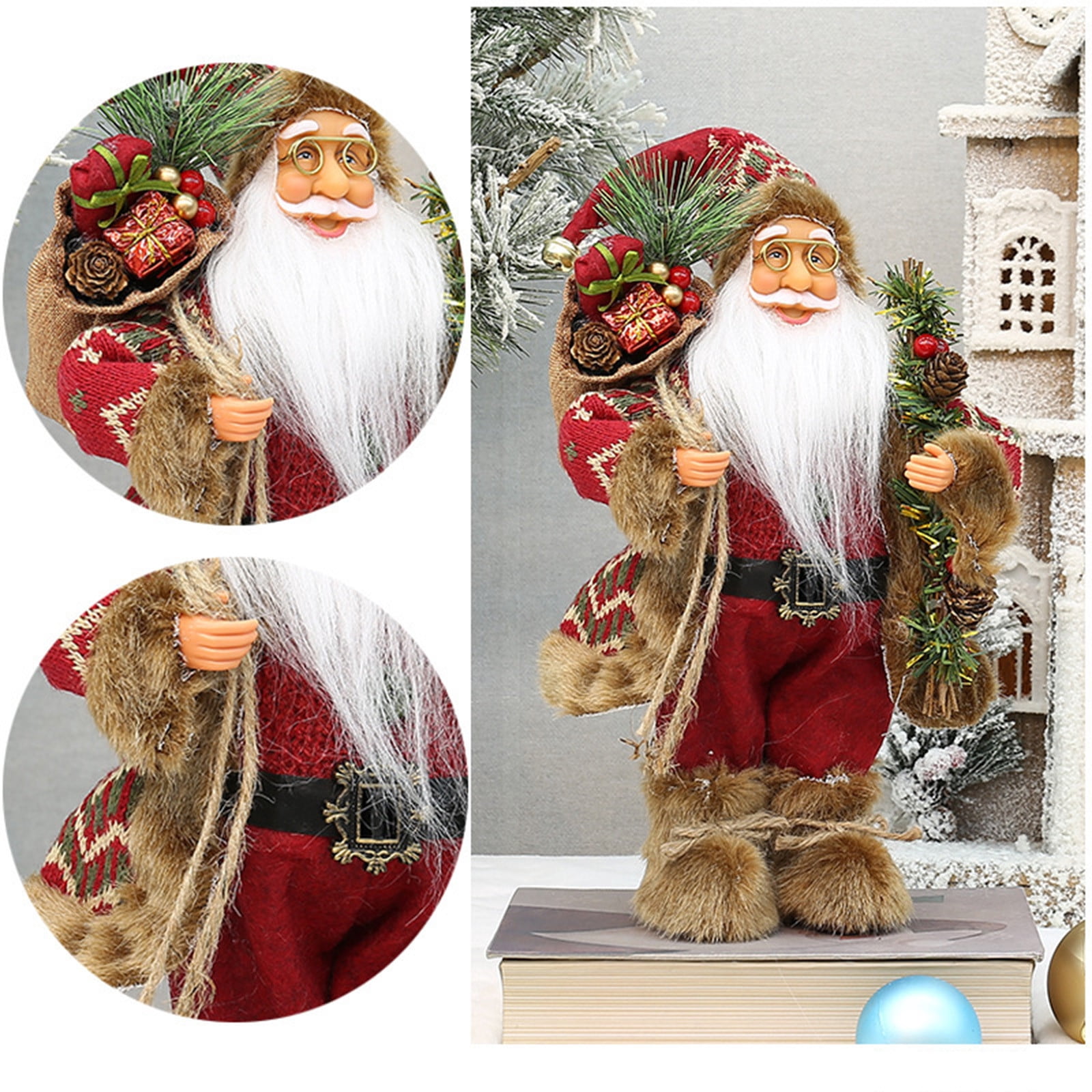 kkbbma under $5 Figura de Pap Noel de Navidad, decoraciones de Pap Noel de 12 pulgadas, figura de Pap Noel de pie, decoracin navidea, decoracin de interiores, regalos de cumpleaos