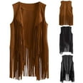 thumbnail image 5 of Women’s Brown Faux Suede Tassel Vest - Stylish Sleeveless Open Front Cardigan with Long Tassel Fringe, Soft & Comfortable All-Season Casual Wear Outfits, 5 of 5
