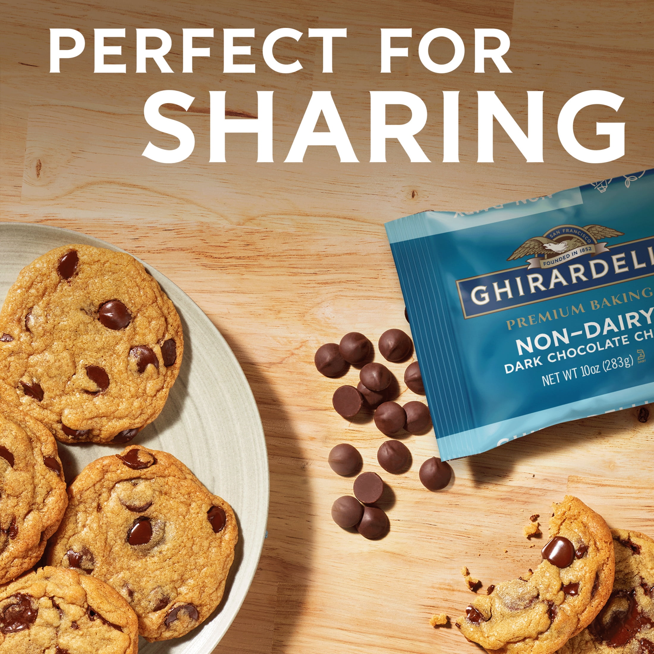 (3 pack) GHIRARDELLI Non-Dairy Dark Chocolate Chips for Baking, Premium Baking Chips, 10 oz Bag