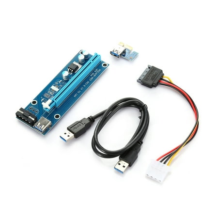 PCI E 1X to 16X Riser Card + USB 3.0 Extender Cable for Bitcoin Litecoin Miner Black (Best Usb Litecoin Miner)