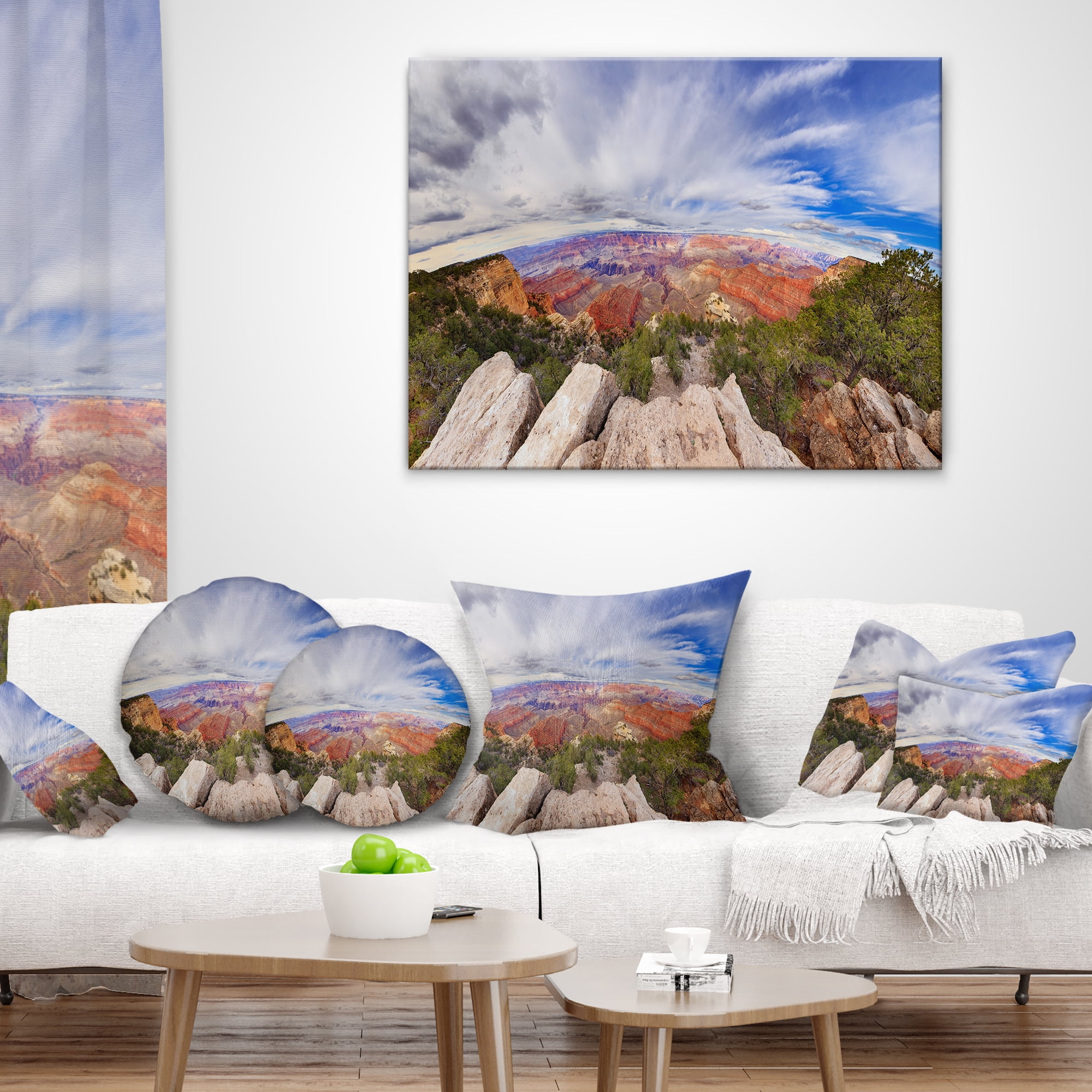 Designart Eye Looking at the Grand Canyon - Landscape Printed Throw Pillow - 16x16