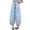 Blue, variant on lnmuld Girls Shirred Vertical Stitch Lantern Pants All Elastic High Waist Drawstring Ruffled Ankle Summer Casual Bottoms Size:11-12 Years