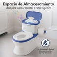 thumbnail image 4 of BEBBLY Bañito Entrenador Infantil con Sonido Musical Portarrollo y Almacenamiento Asiento Antiderrapante para Niños y Niñas de 6 Meses a 3 Años Fácil de Limpiar Ideal para Aprender a Ir al Baño (Azul), 4 of 7