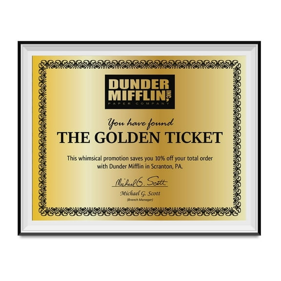 Dunder Mifflin Golden Ticket Michael Scott The Office TV 8.5" x 11" Poster Gift