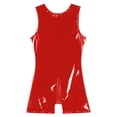 thumbnail image 6 of Alvivi Men's Patent Leather Sleeveless Dance Jumpsuit Zipper Biketard Wrestling Unitard Sportswear Red XXL, 6 of 6