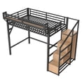 thumbnail image 6 of Full Size Loft Bed with Stairs and Storage, Metal Loft Bed Frame with USB Ports and LED Lights, Wardrobe, Extended Shelf, Noise-reduced Design, 6 of 7