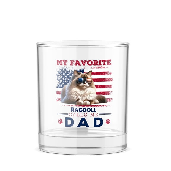 My Favorite Ragdoll Calls Me Dad. Happy Father's Day 11oz Whiskey Glass Mug Cat Lover Kitten Owner Gifts Idea Whiskey Cocktail Glasses Cup - 00005