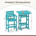 thumbnail image 3 of Costway 3PCS Patio HDPE Bar Set with Square High-Top Table, Footrest & Backrest for Porch Turquoise, 3 of 10