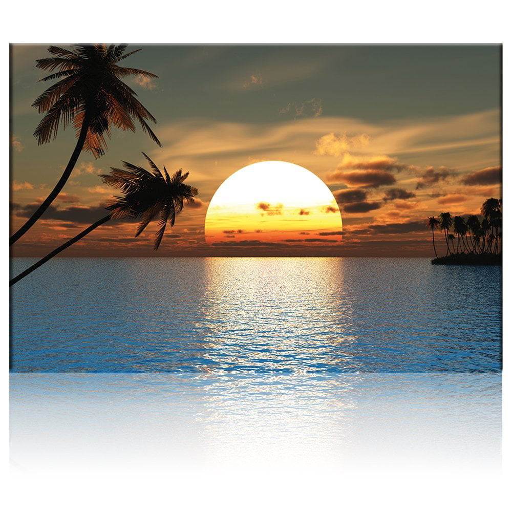 Wall26 24x36 inches Tropical Sunset Sea Endless Summer Canvas