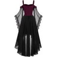 thumbnail image 5 of Women Gothic Halloween Costume Dress Medieval Renaissance Renaissance Vintage Cold Shoulder Butterfly Sleeve High-Low Mesh Gown for Halloween Party Cosplay Outfit, 5 of 5