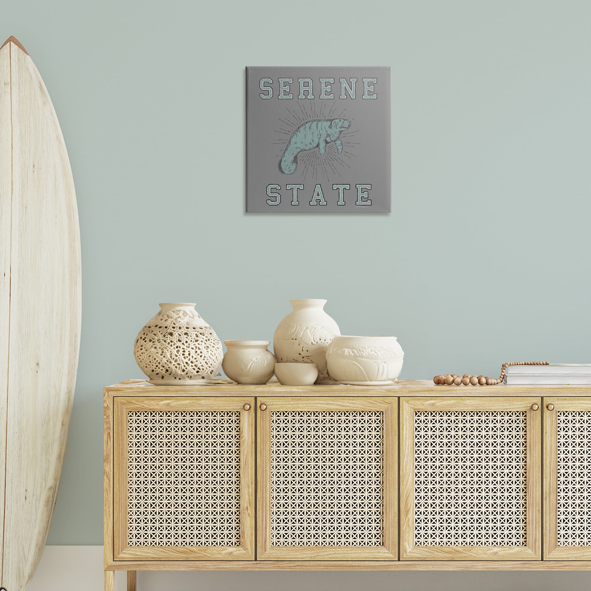 Stupell Industries Serene State Manatee Animals Painting Wrapped Canvas Art Print Wall Art, 24 x 24