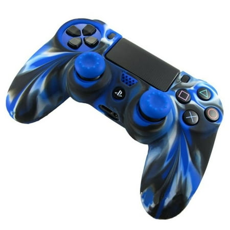 Soft Camouflage Silicone Case Cover for Playstation PS4 Controller BU