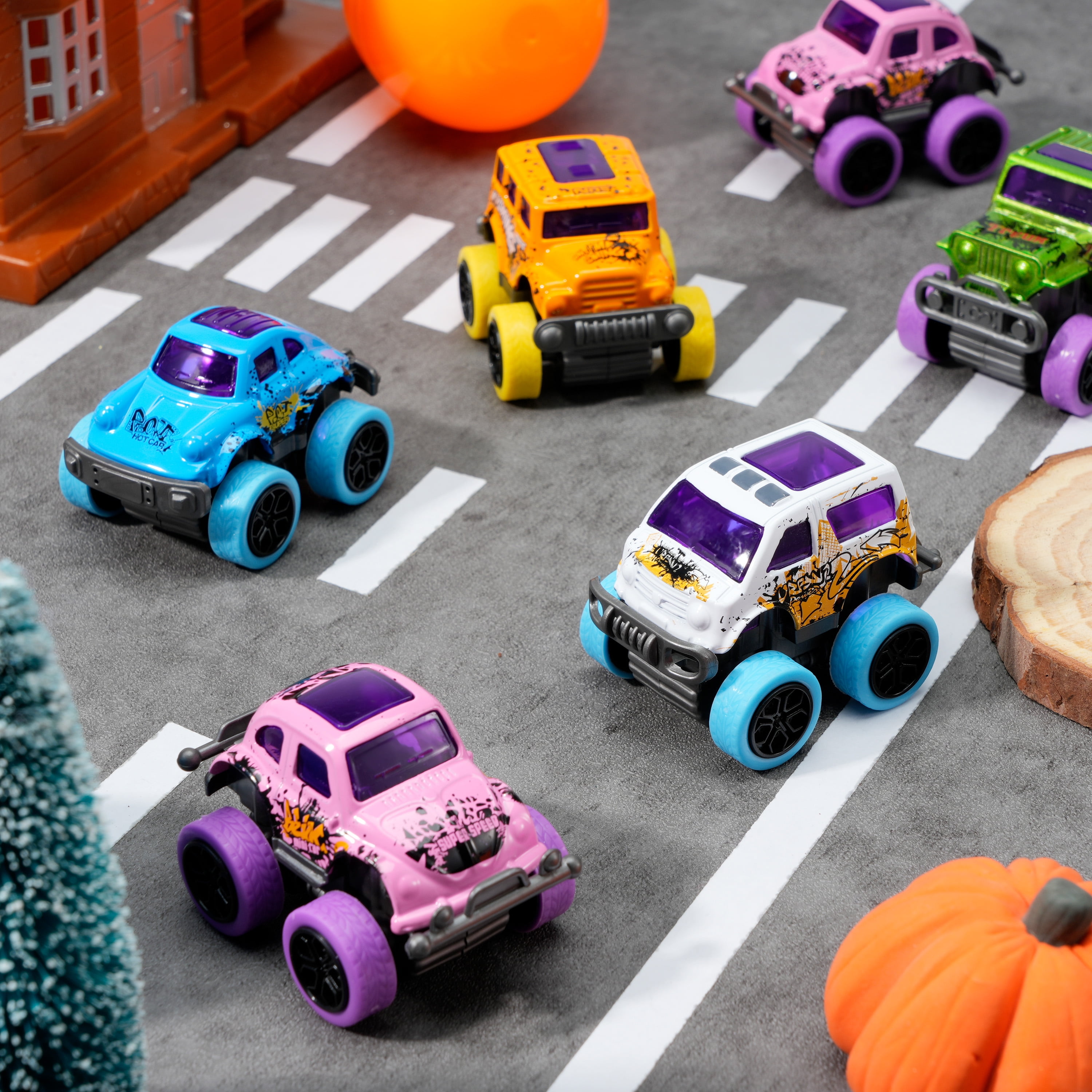 Joyfy 24 Pcs Easter Eggs Filled with Toys(12 Cars and 12 Eggs),Easter Egg Fillers Mini Toys Truck Basket for Toddlers Kids Boys,Easter Egg Hunt Supplies