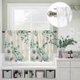 thumbnail image 5 of Kitchen Window Curtains Valance and Tier Set, White Daisy Flower Green Leaf Rod Pocket Tier Curtain Valance Set, Retro Linen Spring Leaves Light Filtering Cafe Curtains for Bedroom Living Room, 5 of 9