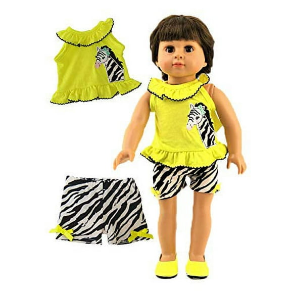 Yellow Zebra Short Set For 18 Inch Dolls