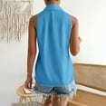 thumbnail image 3 of Womens Tops Dressy T Shirts Sleeveless Button Down Solid Loose V Neck Tank Work Womens Work Tops,Blue,S, 3 of 7
