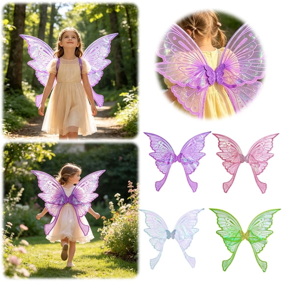 Fairy Wings 32.7"x33.1" Adjustable Transparent Strap Party Accessory Sequin Party Prop for Halloween Events
