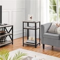thumbnail image 2 of Industrial End Table Narrow Tall Telephone Table Side Table Living Room Gray, 2 of 11