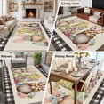 thumbnail image 6 of Happy Easter Washable Area Rug 8 x 10 ft Spring Gnome Eggs Floral Linen Texture Black Plaid, Soft Non Slip Rugs Stain Repellent Indoor Felt Carpet for Living Dining Room Bedroom Home Office, 6 of 9
