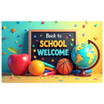 thumbnail image 3 of Colorful Back to School Welcome Banner with Apple Basketball Pencils Globe Elements Backdrop Party Decorations for School Events Classroom Decor First Day of School Celebrations, 3 of 4