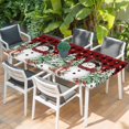 thumbnail image 2 of Christmas Table Cloths for 3 Foot Rectangle Tables, Snowman Snowflake Trees Watercolor Birds Red Plaid Patio Waterproof Elastic Fitted Tablecloths, Washable Rectangular Table Cover for Camping, 2 of 8
