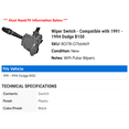 thumbnail image 2 of Wiper Switch - Compatible with 1991 - 1994 Dodge B150 1992 1993, 2 of 2