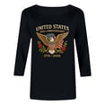 thumbnail image 7 of Women's Casual USA 250th Anniversary Printed 3/4 Sleeve T-Shirt, Round Neck Pullover Blouse, Soft Lightweight Summer Spring Tops, Fashion Daily Clothing, Size S-4XL, 7 of 7