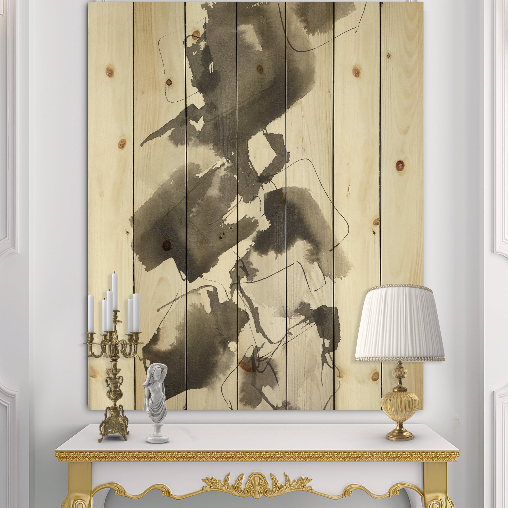 Designart 'Fractal Glam Square I' Modern & Contemporary Print on Natural Pine Wood