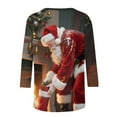 thumbnail image 7 of Fashion Fall Saving LiMoi Women's Festive Three-Quarter Sleeve Round Neck Santa Print Tees Tshirt Shirt Top Blouse T-Shirt Tshirts Shirts My Items, 7 of 7