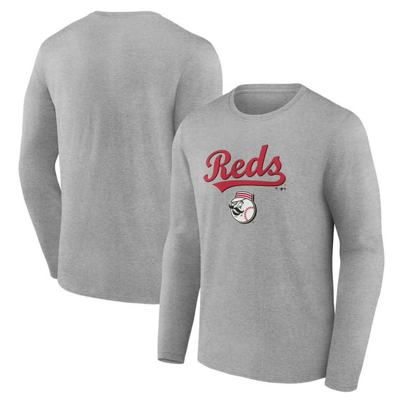 Men's Gray Cincinnati Reds Team Lockup Long Sleeve T-Shirt