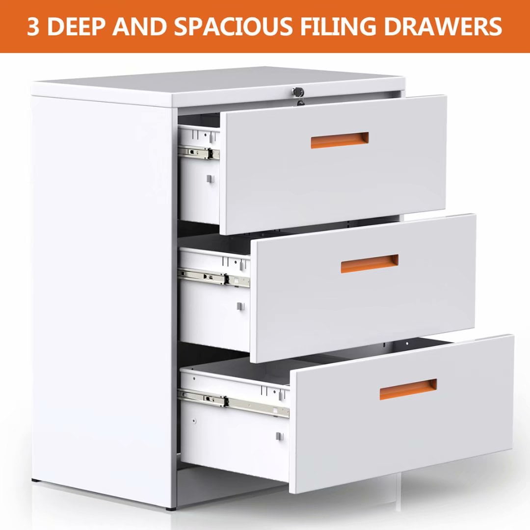 Lateral File Cabinet 3 Drawer Metal File Cabinet With Lock Letter Legal Size 35 4 Lx17 7 W Office Furniture Accessories Cabinets Racks Shelves