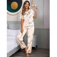 thumbnail image 2 of Ekouaer Womens Silk Satin Pajamas Set Two Piece Pj Sets Sleepwear Loungewear Short Sleeve Pj Sets, 2 of 6