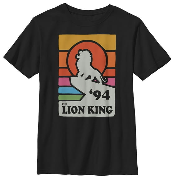 Boy's Lion King Retro Rainbow '94 Silhouette Graphic Tee Black Large