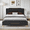 Black Queen Size Bed Frame, variant on Full Size Bed Frame with Rustic Vintage Wooden Headboard,Heavy Duty Metal Slats Support,No Box Spring Needed,No Noise,Easy Assembly,Metal Platform Full Bed Frame,77.5"x54.5"x37.6",Brown