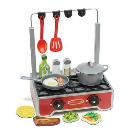 Melissa Doug 17 Piece Deluxe Wooden Cooktop Set With Wooden Play