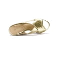 thumbnail image 4 of BLISSFUL STEP Women's Shoes Wedge Open Toe Crisscross Straps Linen Platform Sandals Gold Tone 5, 4 of 8